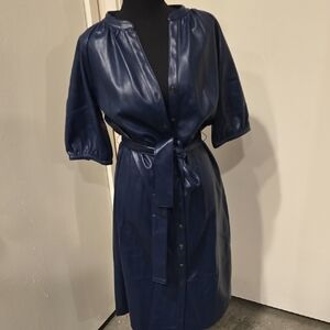 Ann Taylor Midnight Blue Faux Leather Dress